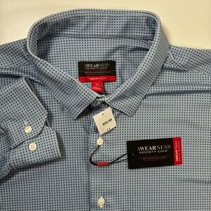 NEW Kenneth Cole Performance Dress Shirt 3XL Blue Awearness Geometric Stretch